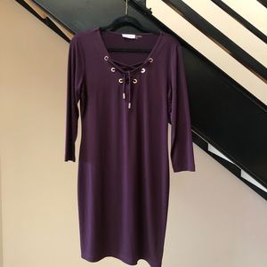 Women’s Calvin Klein Purple Dress, 3/4 Sleeve, Size 10